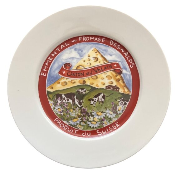 Restoration Hardware Set Of 4 Cheese Plates - Brie Stilton Emmental Parmigiano - Picture 5 of 8